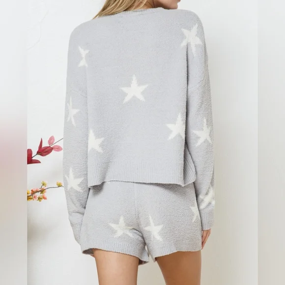 #159 Fabulous Soft Long Sleeve Star Print Top&Short 2pc Set - Picture 11 of 12